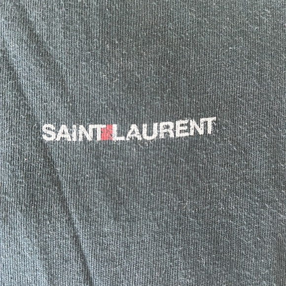 SAINT LAURENT Logo Tee Shirt Medium Dark Green - Picture 2 of 5